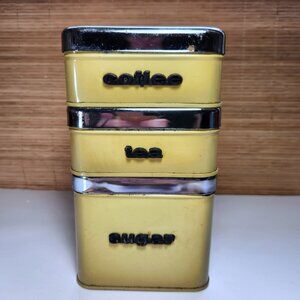 Vintage Canister Set The Queen Line Yellow Metal Rustic Farmhouse by A.R Lite